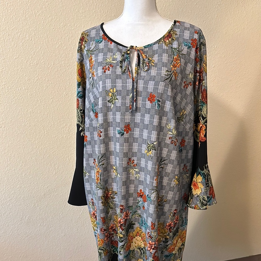 Soho Floral Plaid Midi Dress - Multicolor